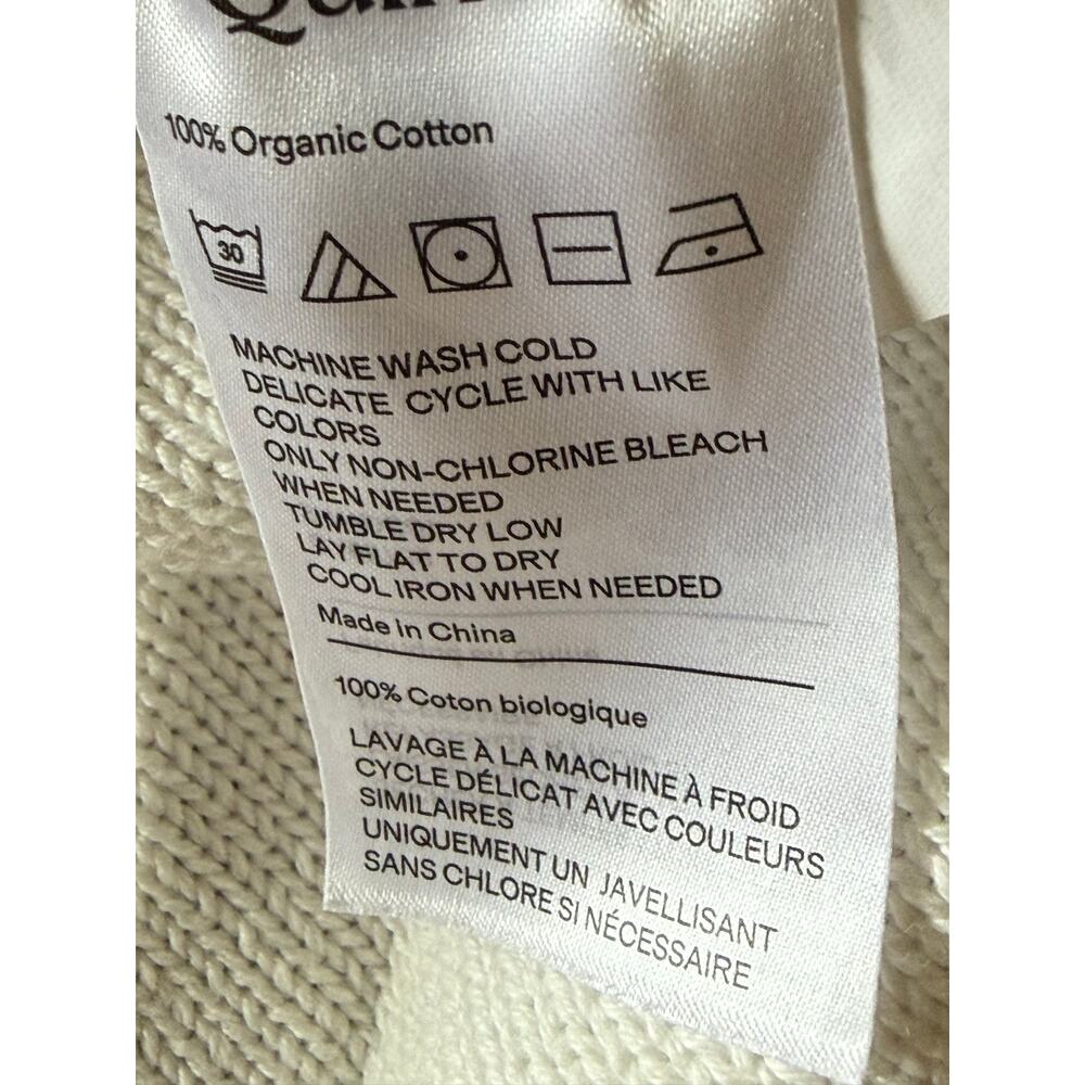 Quince Ivory Organic Cotton Boxy Cropped Chunky Knit Oversized Cardigan Sz L New - Picture 5 of 8